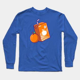 Orange Juice Box Cartoon Long Sleeve T-Shirt